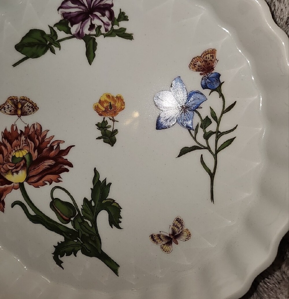 Floral Ceramic Pie Plate with Butterfly Motifs Cordon Bleu - Multicolor